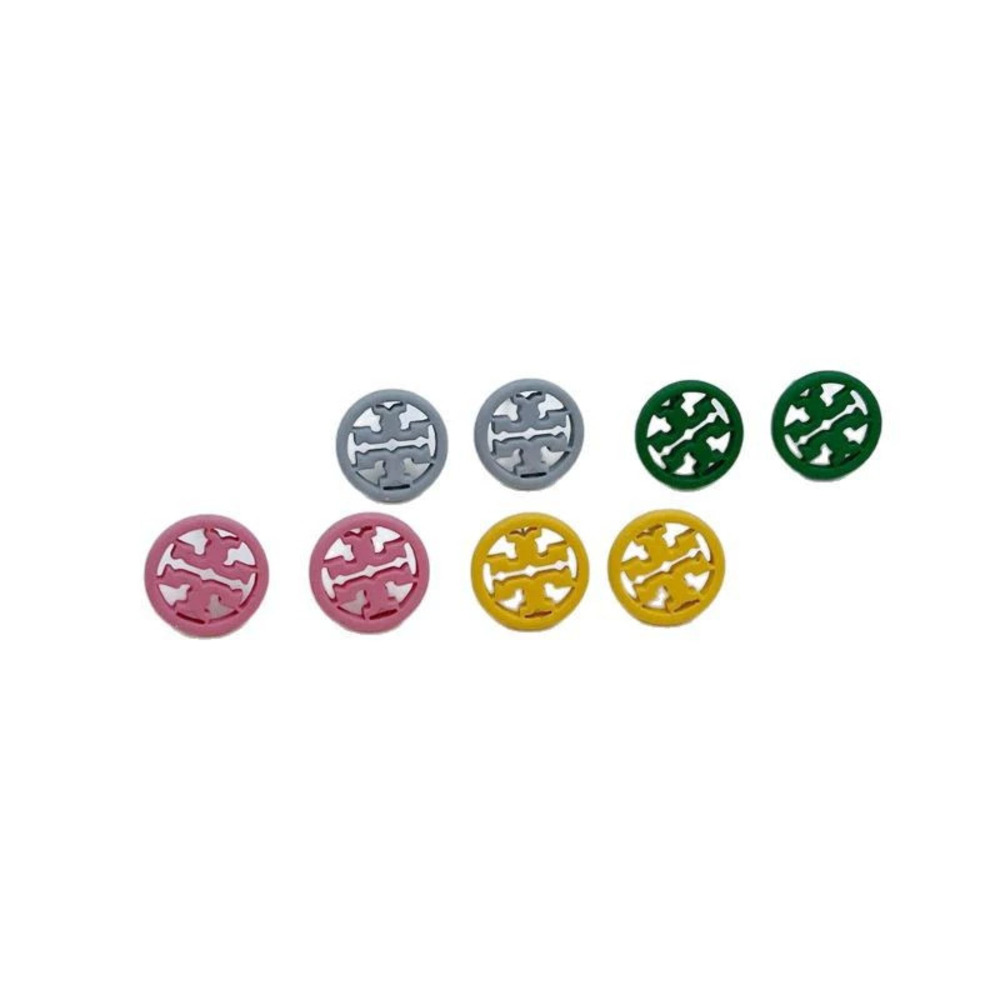 Tory Burch Gold Plated Round Double Stud Enamel Cross Earrings